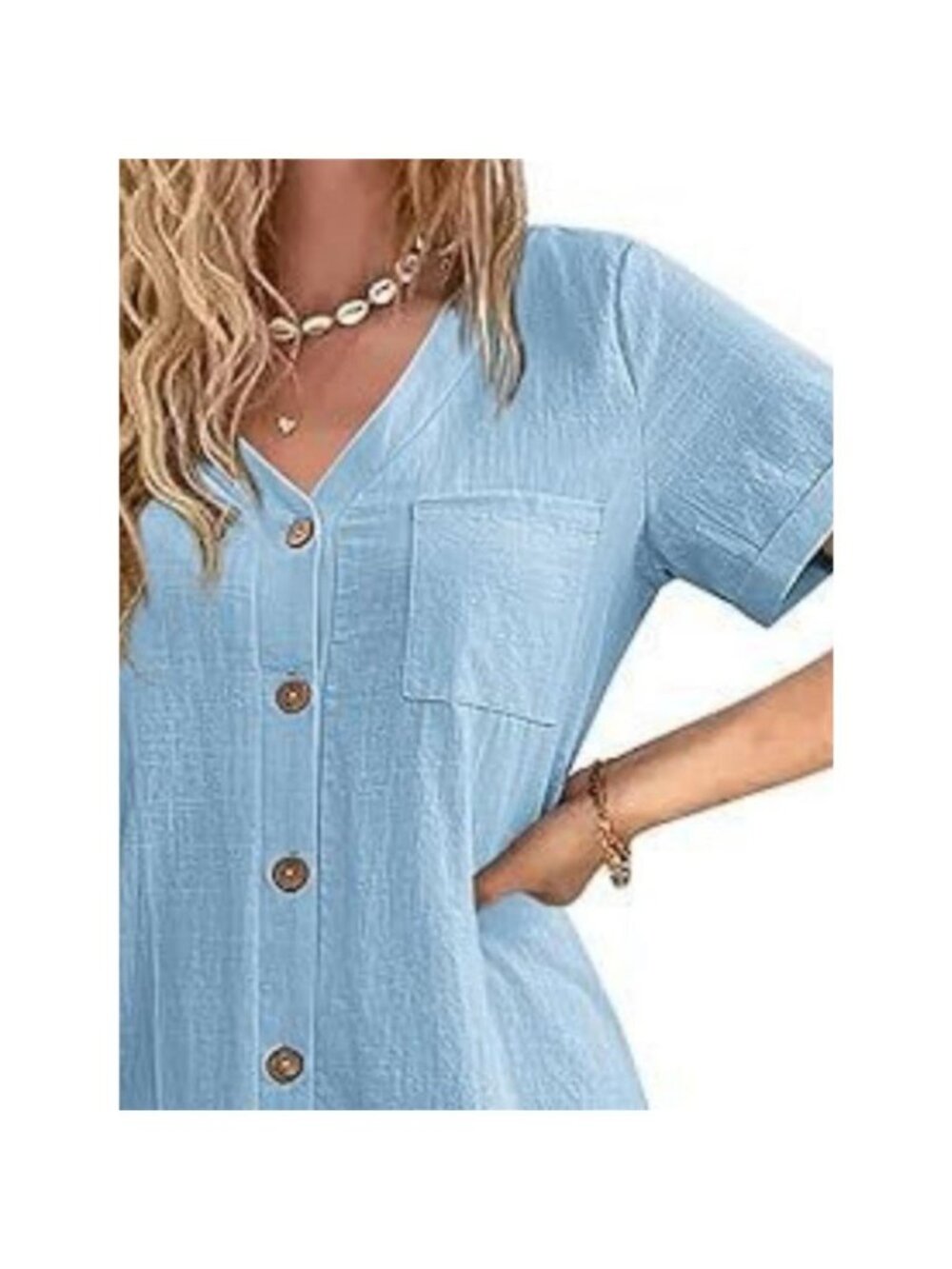Full Size Button-Down Ruffle Hem Mini Dress Plus Size - Picture 3 of 15